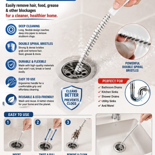 Drain cleaning brush