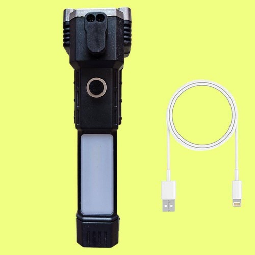 Rechargeable LED Flashlight with Side COB Work Light