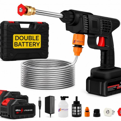 High-Pressure Car Washer Gun with Dual Rechargeable 48V Lithium-Ion Batteries