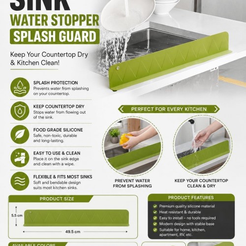 Kitchen sink splash guard 