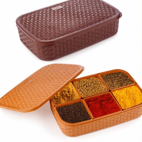 6-Compartment Masala Box with Lid