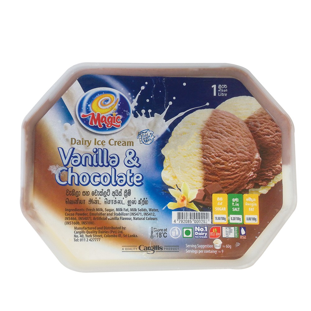 ICE CREAM VANILLA WITH CHOCOLATE 1 L